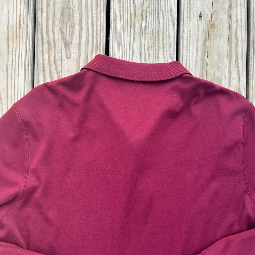 LANDS' END Rugby Shirt Men XL 46-48‎ Red Long Sleeve Polo Shirt